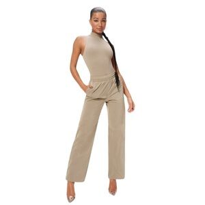 Good American Wide Leg Nylon Track Pants in Brindle Size 2 Medium